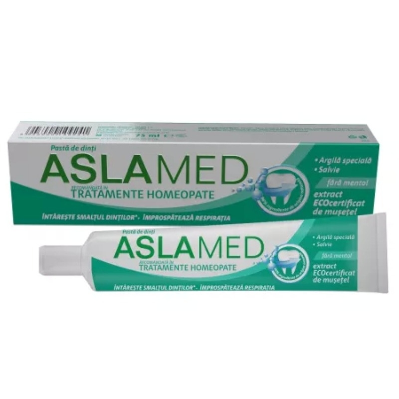 Pasta de dinti recomandata in tratamente homeopate, 75ml, Aslamed Pasta de dinti recomandata in tratamente homeopate, 75ml, Aslamed