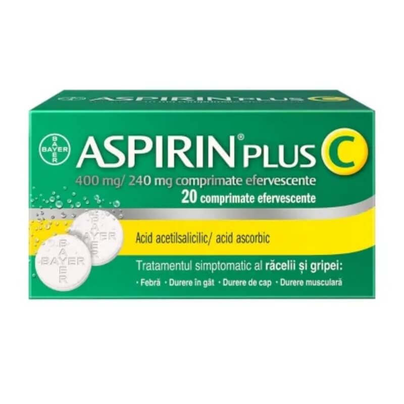 Aspirin Plus C, 400 mg/240 mg, 20 comprimate efervescente, Bayer Aspirin Plus C, 400 mg/240 mg, 20 comprimate efervescente, Bayer