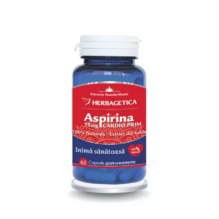 Aspirina Cardio Prim 75 mg, 60 capsule, Herbagetica Aspirina Cardio Prim 75 mg, 60 capsule, Herbagetica