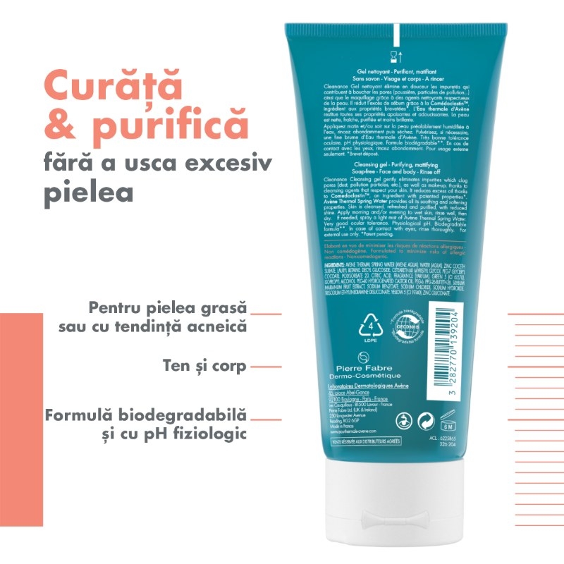 Cleanance gel de curatare, 200ml, Avene Cleanance gel de curatare, 200ml, Avene