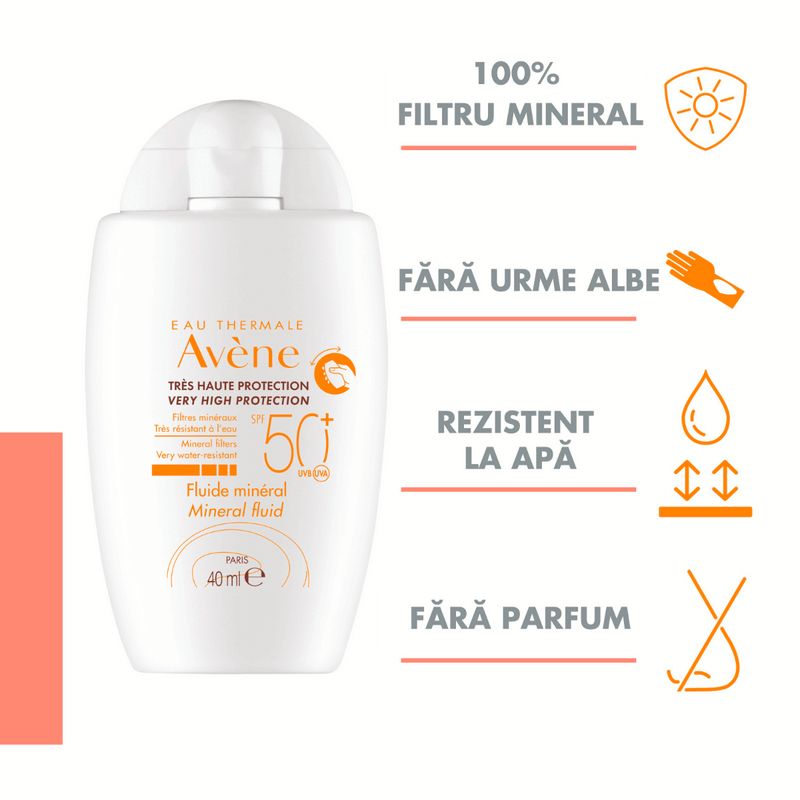 Fluid protectie solara minerala SPF 50+, 40ml, Avene Fluid protectie solara minerala SPF 50+, 40ml, Avene