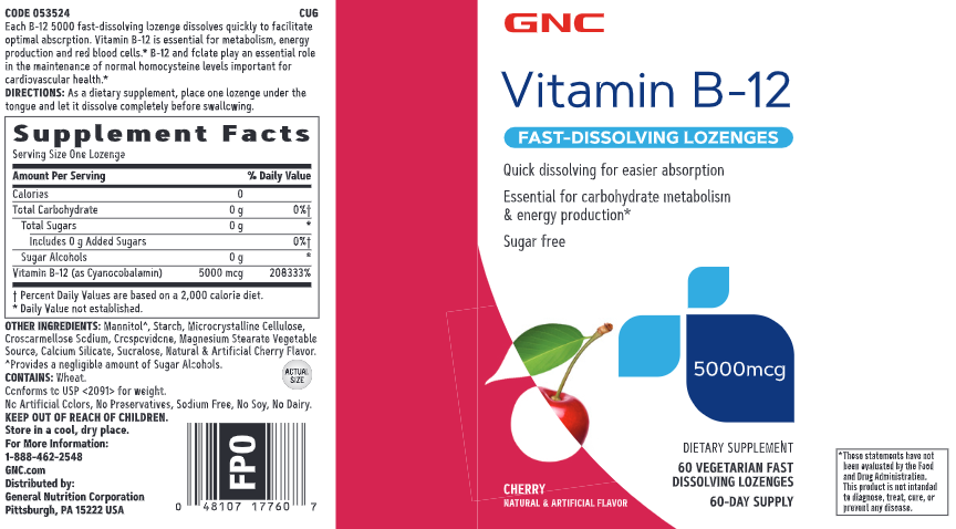 GNC - Vitamina B-12 5000mcg cu dizolvare rapida aroma de cirese 60drajeuri GNC - Vitamina B-12 5000mcg cu dizolvare rapida aroma de cirese 60drajeuri