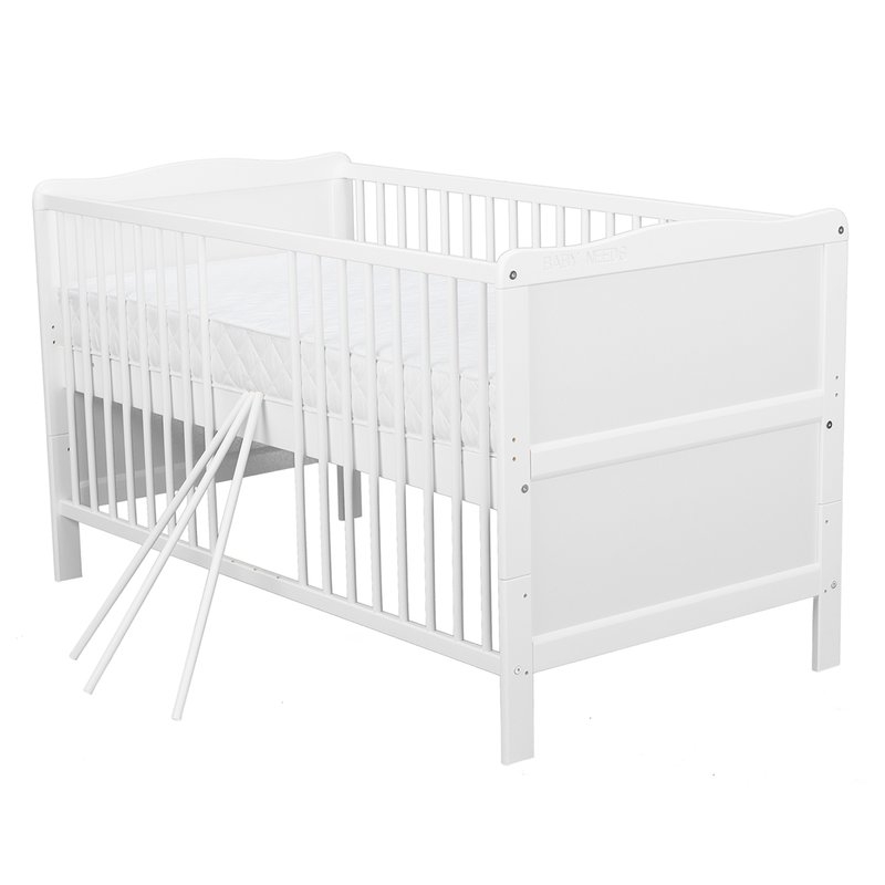 BabyNeeds - Patut din lemn Nadia 140x70 cm transformabil Alb BabyNeeds - Patut din lemn Nadia 140x70 cm transformabil Alb