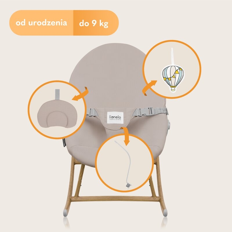 Balansoar, Lionelo, Dalia, 4 in 1, Inaltime reglabila in 2 pozitii, Cu husa detasabila, Cu bara de jucarii, Pana la 9 kg, Bej Balansoar, Lionelo, Dalia, 4 in 1, Inaltime reglabila in 2 pozitii, Cu husa detasabila, Cu bara de jucarii, Pana la 9 kg, Bej