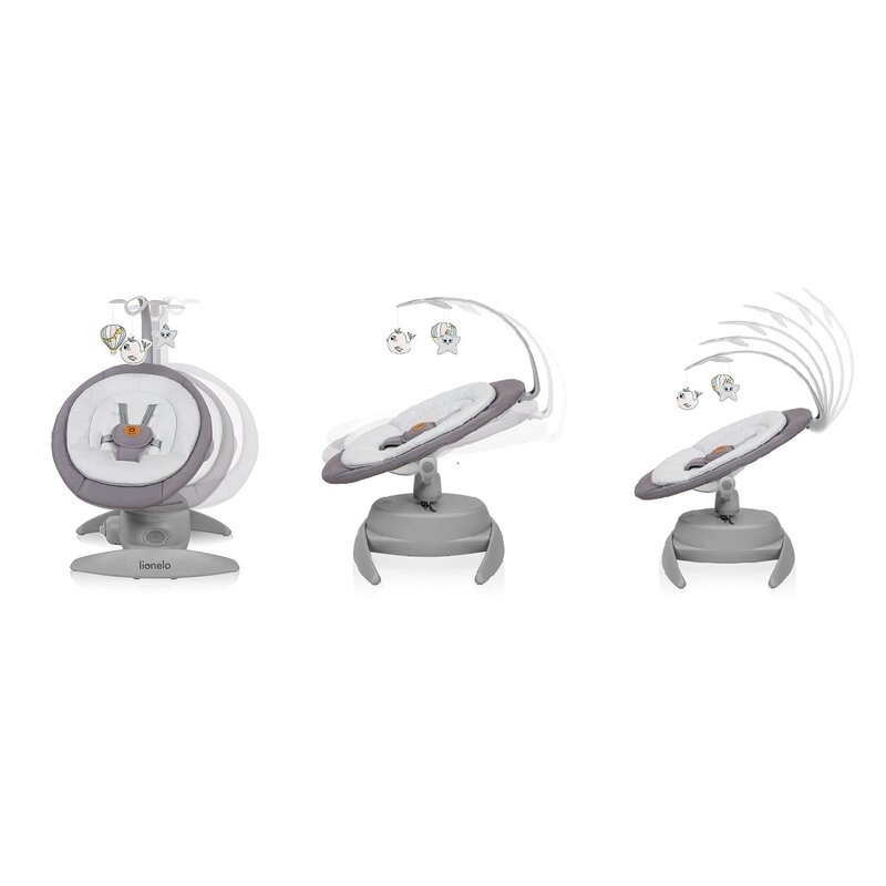 Balansoar, Lionelo, Mell, 2 in 1, Rotire 360 grade, Electric, Cu 3 moduri de leganare, Cu 5 trepte de viteza, Cu 3 pozitii de inclinare, Cu timer, 12 melodii si 2 sunete ale naturii, Pana la 9 kg, Gri Balansoar, Lionelo, Mell, 2 in 1, Rotire 360 grade, Electric, Cu 3 moduri de leganare, Cu 5 trepte de viteza, Cu 3 pozitii de inclinare, Cu timer, 12 melodii si 2 sunete ale naturii, Pana la 9 kg, Gri