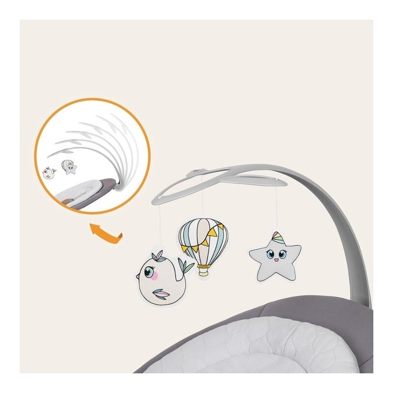 Balansoar, Lionelo, Mell, 2 in 1, Rotire 360 grade, Electric, Cu 3 moduri de leganare, Cu 5 trepte de viteza, Cu 3 pozitii de inclinare, Cu timer, 12 melodii si 2 sunete ale naturii, Pana la 9 kg, Gri Balansoar, Lionelo, Mell, 2 in 1, Rotire 360 grade, Electric, Cu 3 moduri de leganare, Cu 5 trepte de viteza, Cu 3 pozitii de inclinare, Cu timer, 12 melodii si 2 sunete ale naturii, Pana la 9 kg, Gri