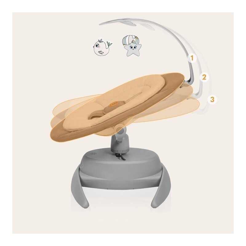 Balansoar, Lionelo, Mell, 2 in 1, Rotire 360 grade, Electric, Cu 3 moduri de leganare, Cu 5 trepte de viteza, Cu 3 pozitii de inclinare, Cu timer, 12 melodii si 2 sunete ale naturii, Pana la 9 kg, Gri Balansoar, Lionelo, Mell, 2 in 1, Rotire 360 grade, Electric, Cu 3 moduri de leganare, Cu 5 trepte de viteza, Cu 3 pozitii de inclinare, Cu timer, 12 melodii si 2 sunete ale naturii, Pana la 9 kg, Gri