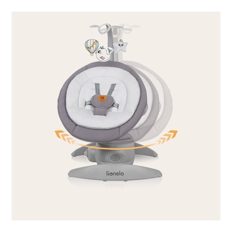 Balansoar, Lionelo, Mell, 2 in 1, Rotire 360 grade, Electric, Cu 3 moduri de leganare, Cu 5 trepte de viteza, Cu 3 pozitii de inclinare, Cu timer, 12 melodii si 2 sunete ale naturii, Pana la 9 kg, Gri Balansoar, Lionelo, Mell, 2 in 1, Rotire 360 grade, Electric, Cu 3 moduri de leganare, Cu 5 trepte de viteza, Cu 3 pozitii de inclinare, Cu timer, 12 melodii si 2 sunete ale naturii, Pana la 9 kg, Gri