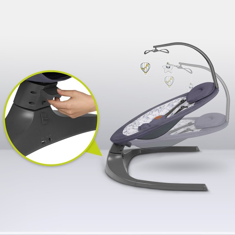 Balansoar si sezlong, Lionelo, Ralf, 2 in 1, Electric, Cu telecomanda si cablu USB, Cu miscare laterala de balansare si 5 niveluri diferite de viteza, Cu 12 melodii, Gri/Alb Balansoar si sezlong, Lionelo, Ralf, 2 in 1, Electric, Cu telecomanda si cablu USB, Cu miscare laterala de balansare si 5 niveluri diferite de viteza, Cu 12 melodii, Gri/Alb