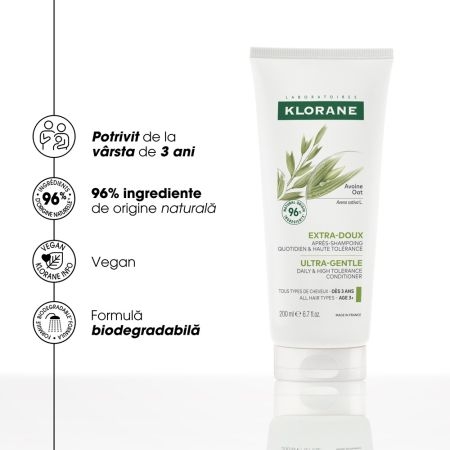Balsam cu extract de ovaz pentru utilizare frecventa, 200 ml, Klorane Balsam cu extract de ovaz pentru utilizare frecventa, 200 ml, Klorane