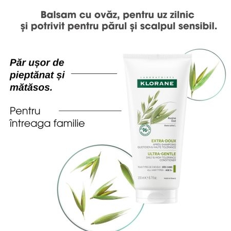 Balsam cu extract de ovaz pentru utilizare frecventa, 200 ml, Klorane Balsam cu extract de ovaz pentru utilizare frecventa, 200 ml, Klorane