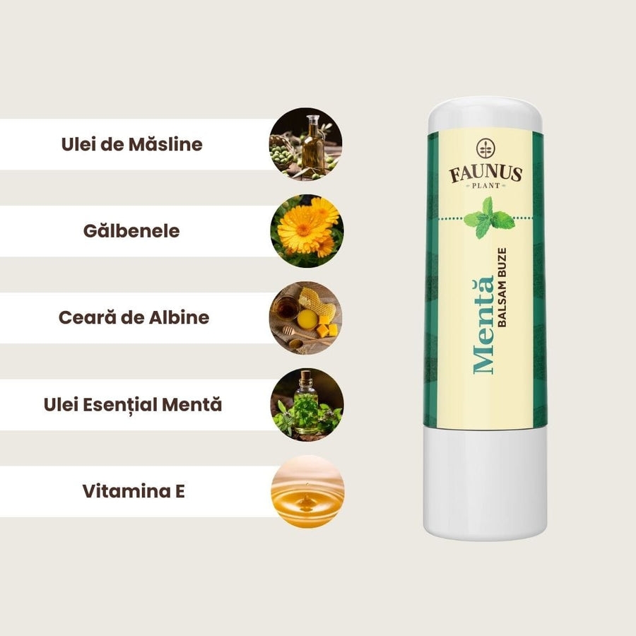Balsam pentru buze Menta, 5 ml, Faunus Plant Balsam pentru buze Menta, 5 ml, Faunus Plant