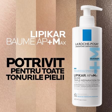 Balsam triplu reparator Lipikar Baume AP+Max, 400 ml, La Roche-Posay Balsam triplu reparator Lipikar Baume AP+Max, 400 ml, La Roche-Posay