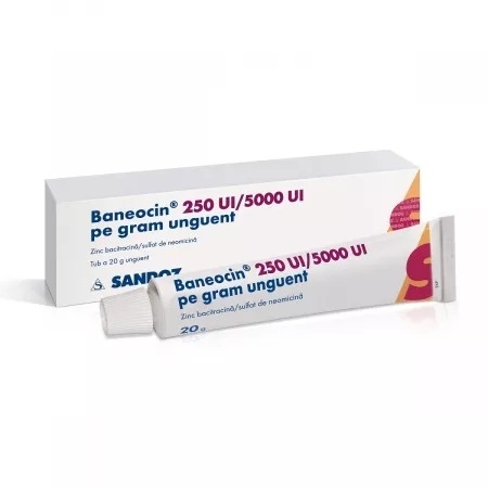 Baneocin unguent, 250 UI/5000 UI pe gram, 20 g, Sandoz Baneocin unguent, 250 UI/5000 UI pe gram, 20 g, Sandoz