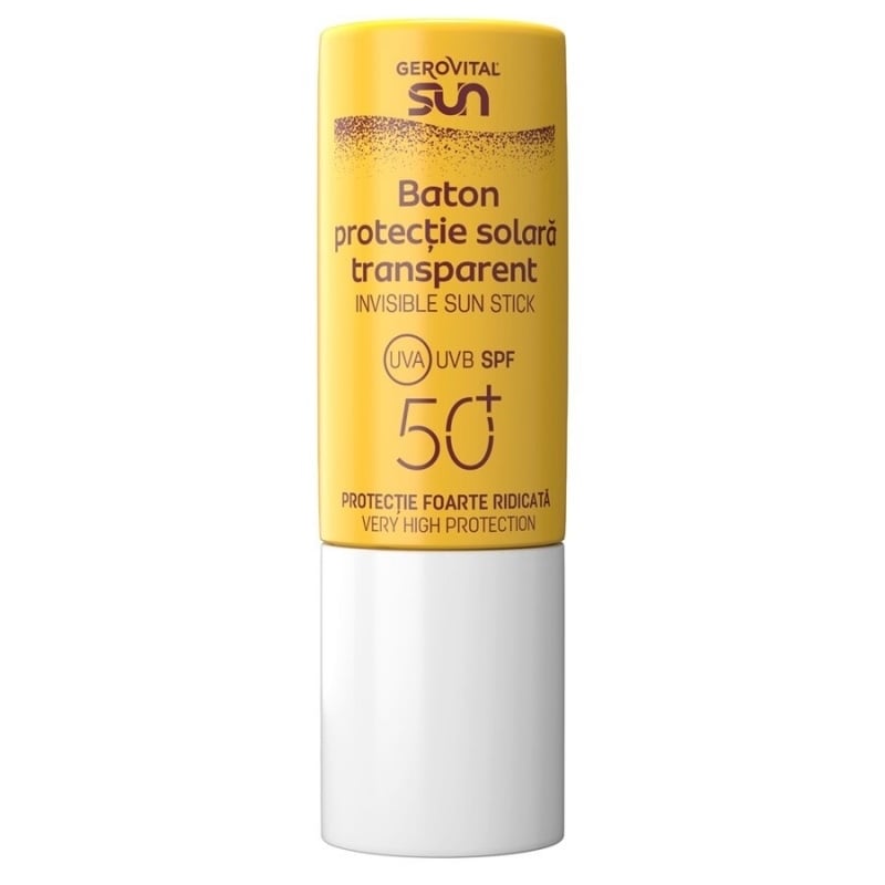 Baton transparent cu protectie solara SPF 50+ Sun, 12 ml, Gerovital Baton transparent cu protectie solara SPF 50+ Sun, 12 ml, Gerovital
