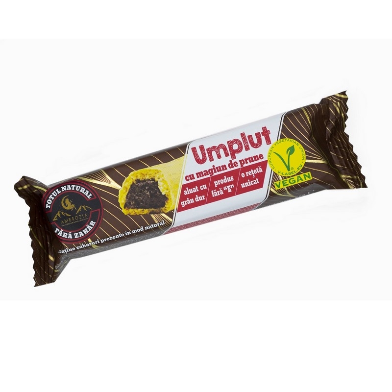 Baton umplut cu magiun de prune, 60 g, Hiper Ambrozia Baton umplut cu magiun de prune, 60 g, Hiper Ambrozia