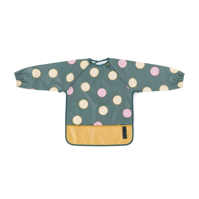 Baveta impermeabila, Petite&Mars, Cu maneci lungi, Usor de curatat, inchidere prin velcro, Dimensiune 38x42 cm, 24 luni+, Beige Citrus Baveta impermeabila, Petite&Mars, Cu maneci lungi, Usor de curatat, inchidere prin velcro, Dimensiune 38x42 cm, 24 luni+, Beige Citrus