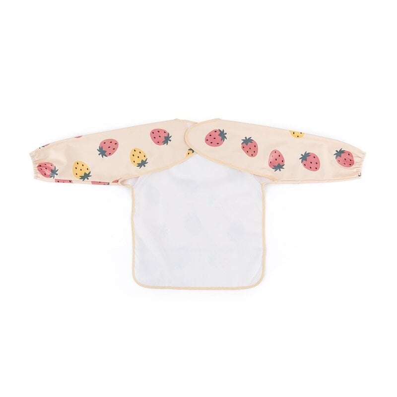 Baveta impermeabila, Petite&Mars, Cu maneci lungi, Usor de curatat, inchidere prin velcro, Dimensiune 38x42 cm, 24 luni+, Beige Strawberies Baveta impermeabila, Petite&Mars, Cu maneci lungi, Usor de curatat, inchidere prin velcro, Dimensiune 38x42 cm, 24 luni+, Beige Strawberies