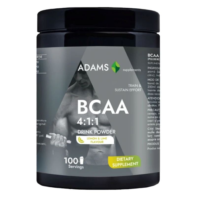 BCAA 4:1:1 cu aroma de lemon-lime, 400 g, Adams Supplements BCAA 4:1:1 cu aroma de lemon-lime, 400 g, Adams Supplements