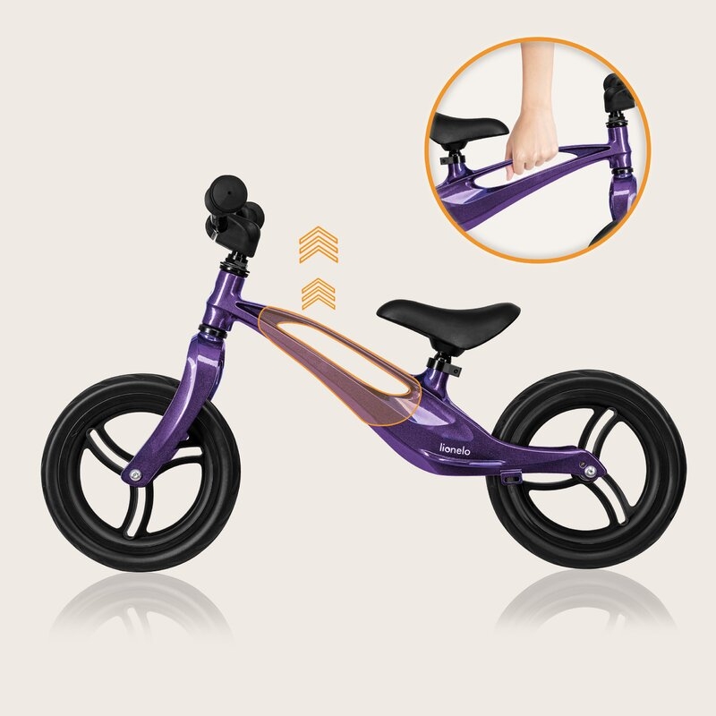 Bicicleta fara pedale, Lionelo, Bart, Usoara, Cu cadru din magneziu, Cu ghidon si sa reglabile, Greutate 3 Kg, 12 inch, Conform cu standardul european de securitate EN71, Purple Amethyst Bicicleta fara pedale, Lionelo, Bart, Usoara, Cu cadru din magneziu, Cu ghidon si sa reglabile, Greutate 3 Kg, 12 inch, Conform cu standardul european de securitate EN71, Purple Amethyst
