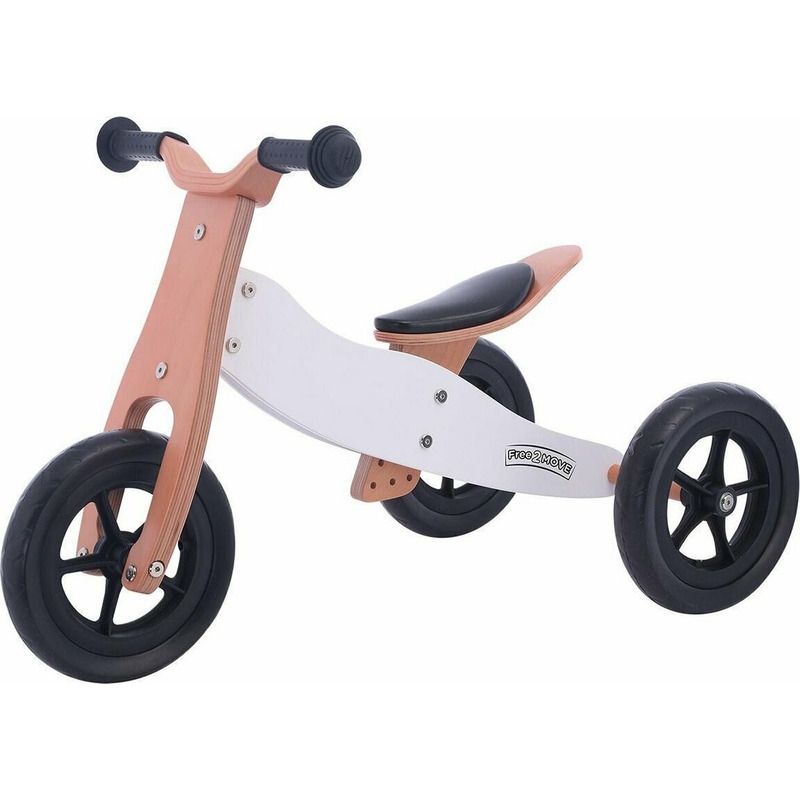 Bicicleta/tricicleta fara pedale din lemn, 2 in 1, Functie de bicicleta echilibru, Sa reglabila, Manere antiderapante, Roti ajustabile, 18 luni – 3 ani, Free2Move, Brown White Bicicleta/tricicleta fara pedale din lemn, 2 in 1, Functie de bicicleta echilibru, Sa reglabila, Manere antiderapante, Roti ajustabile, 18 luni – 3 ani, Free2Move, Brown White