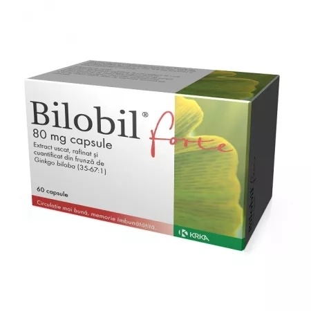 Bilobil Forte, 80 mg, 60 capsule, KRKA Bilobil Forte, 80 mg, 60 capsule, KRKA