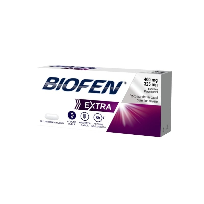 Biofen Extra, 400 mg/325mg, 10 comprimate filmate, Biofarm Biofen Extra, 400 mg/325mg, 10 comprimate filmate, Biofarm