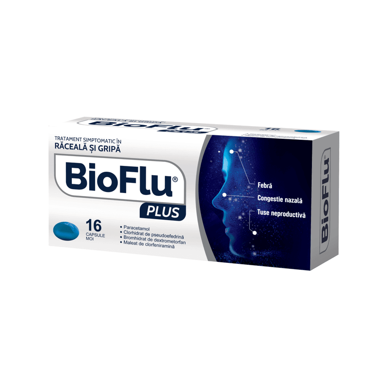 Bioflu Plus (de noapte), 16 capsule moi, Biofarm Bioflu Plus (de noapte), 16 capsule moi, Biofarm
