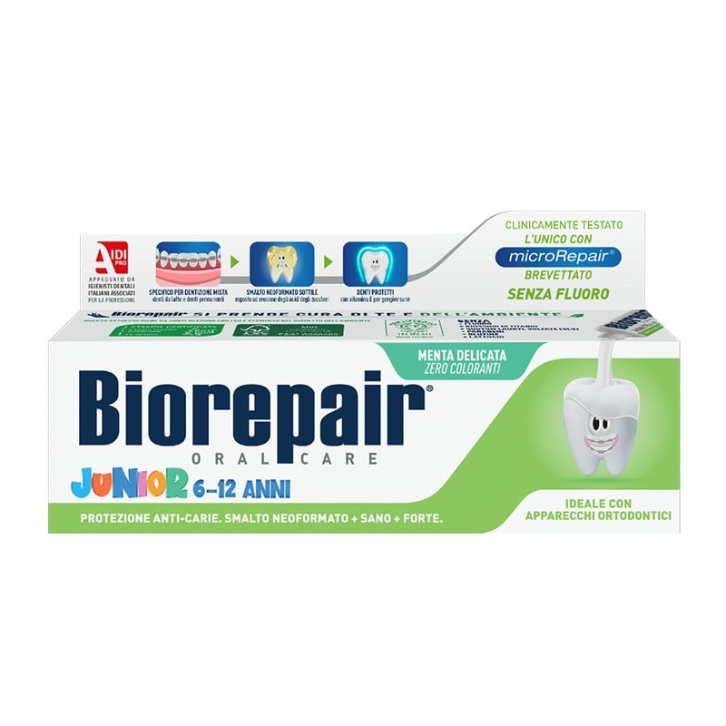 Pasta de dinti cu gust de menta Junior 6-12 ani, 75 ml, Biorepair Pasta de dinti cu gust de menta Junior 6-12 ani, 75 ml, Biorepair