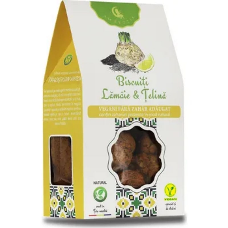 Biscuiti cu lamaie si telina, 130 g, Hiper Ambrozia Biscuiti cu lamaie si telina, 130 g, Hiper Ambrozia