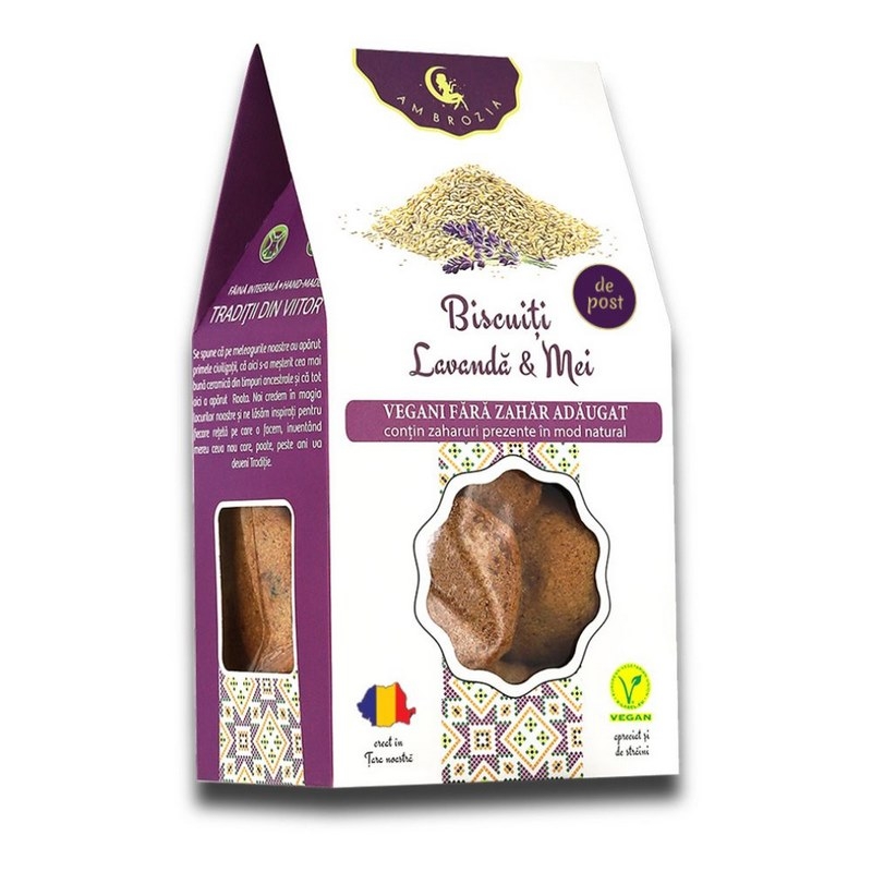 Biscuiti cu lavanda si mei, 130 g, Hiper Ambrozia Biscuiti cu lavanda si mei, 130 g, Hiper Ambrozia