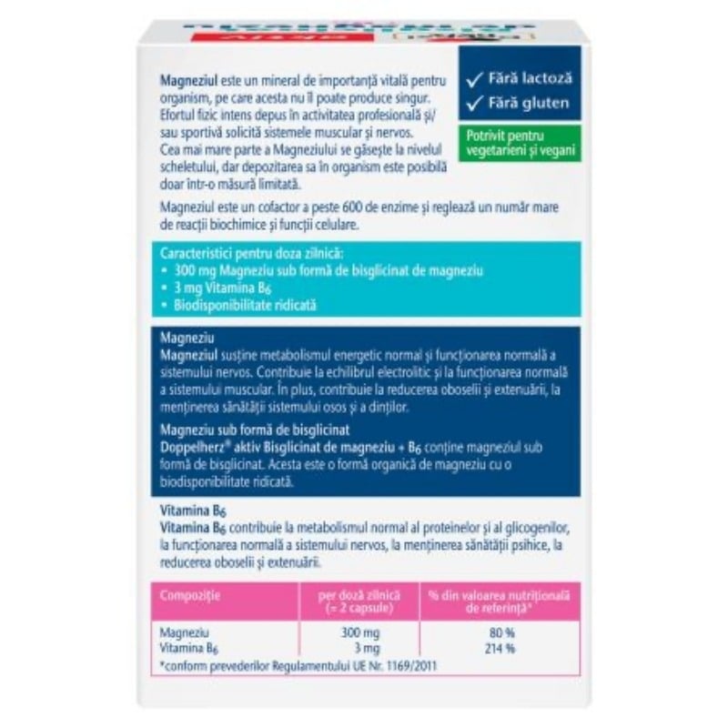 Bisglicinat de magneziu + B6, 60 capsule, Doppelherz
