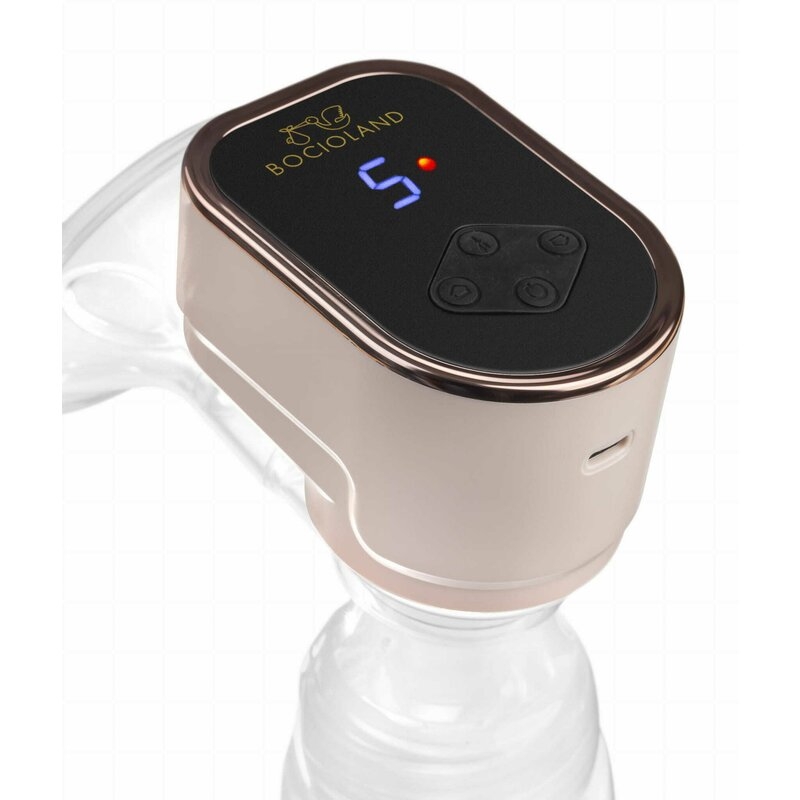 Bocioland - Pompa electrica de san, Clara, Modul de stimulare, Aspirare si functie masaj, Cu biberon si o suzeta, Pink Bocioland - Pompa electrica de san, Clara, Modul de stimulare, Aspirare si functie masaj, Cu biberon si o suzeta, Pink