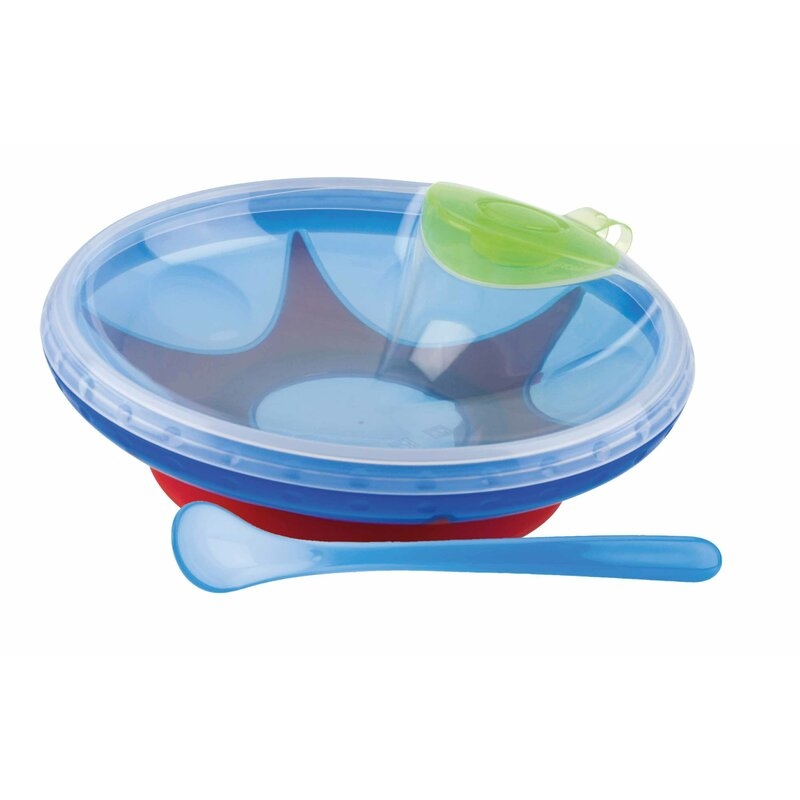 Bol, Nuby, Cu ventuza, rezervor si lingura, Pentru a mentine alimentele calde, Sigur pentru masina de spalat vase si microunde, 400 ml, 3 luni+, Blue Bol, Nuby, Cu ventuza, rezervor si lingura, Pentru a mentine alimentele calde, Sigur pentru masina de spalat vase si microunde, 400 ml, 3 luni+, Blue