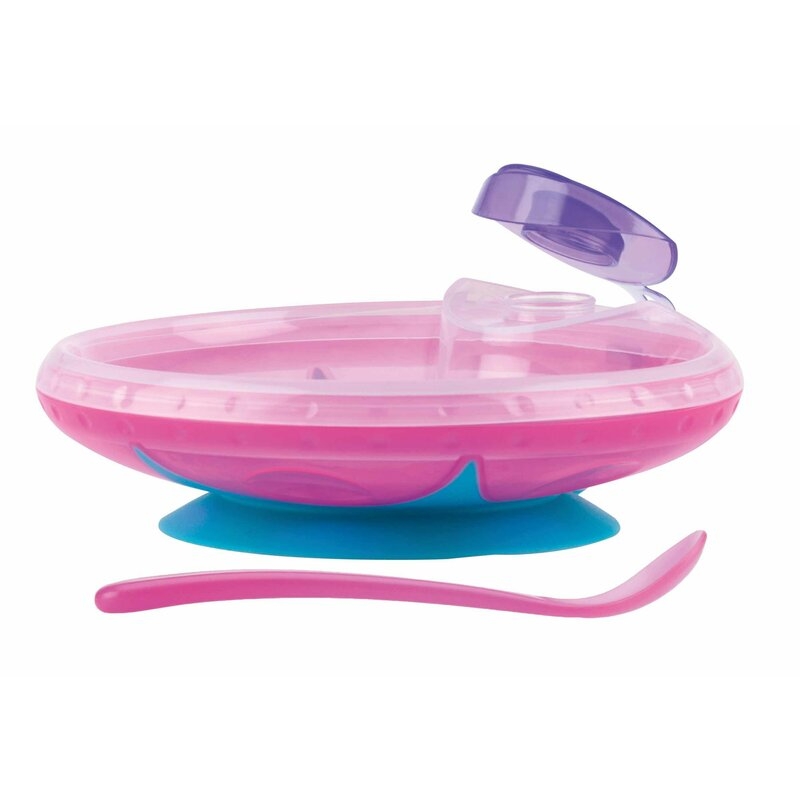 Bol, Nuby, Cu ventuza, rezervor si lingura, Pentru a mentine alimentele calde, Sigur pentru masina de spalat vase si microunde, 400 ml, 3 luni+, Pink Bol, Nuby, Cu ventuza, rezervor si lingura, Pentru a mentine alimentele calde, Sigur pentru masina de spalat vase si microunde, 400 ml, 3 luni+, Pink