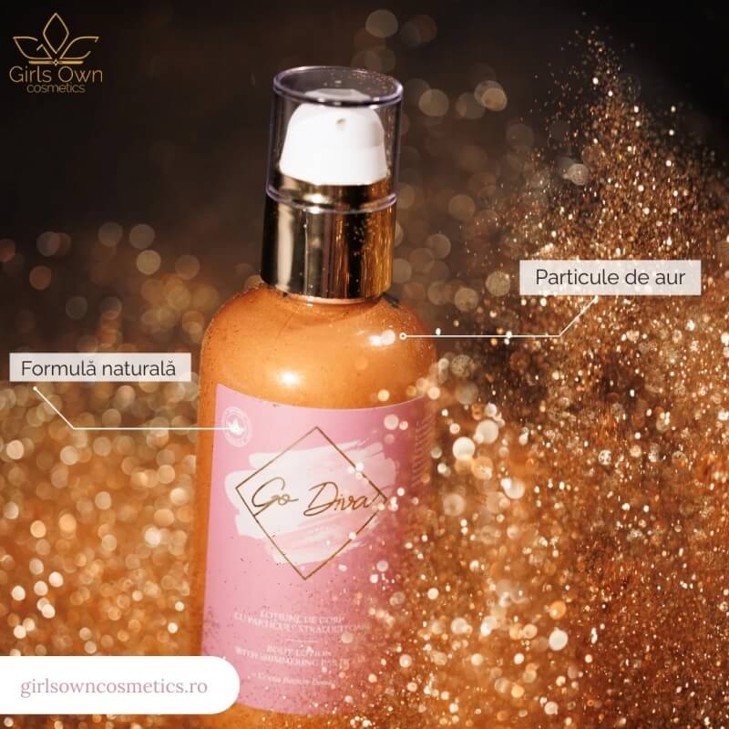 Booster cu particule stralucitoare Cocoa Bronze Go Diva, 250 ml, Girl Own Cosmetics