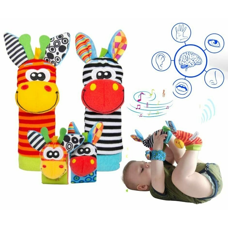 Botosei si bratari cu zornaitoare, Animalute dragute pentru bebelusi, Set 4 piese, 2 pentru maini si 2 pentru picioare, Jungle Wrist Rattle and Foot Finder, Playgro Botosei si bratari cu zornaitoare, Animalute dragute pentru bebelusi, Set 4 piese, 2 pentru maini si 2 pentru picioare, Jungle Wrist Rattle and Foot Finder, Playgro