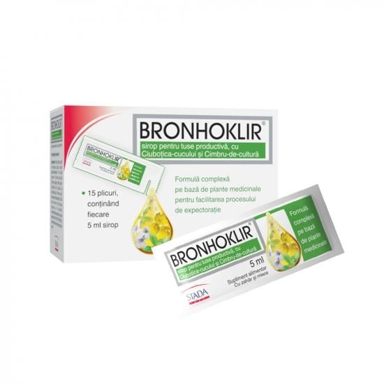 Bronhoklir - Tuse Productiva sirop 5ml 15plicuri Bronhoklir - Tuse Productiva sirop 5ml 15plicuri