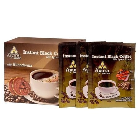 Cafea cu ganoderma Instant Black Coffee Mix, 10 plicuri, Ayura Herbal Cafea cu ganoderma Instant Black Coffee Mix, 10 plicuri, Ayura Herbal