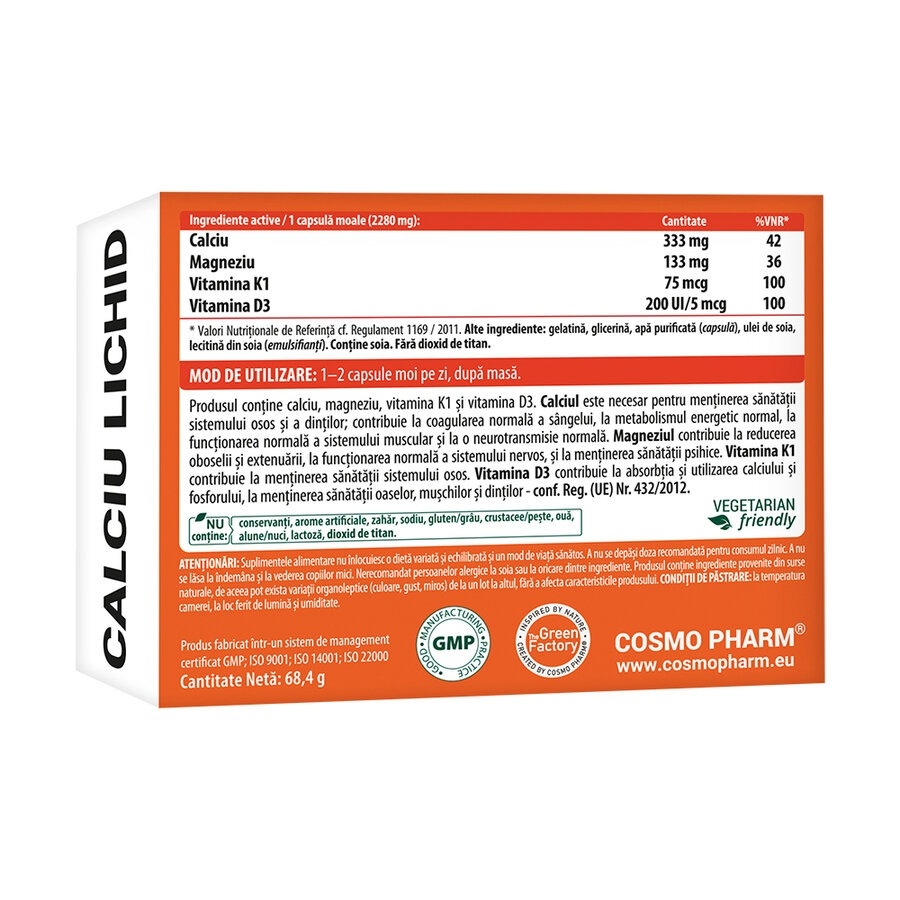 Calciu lichid, 30 capsule, Cosmo Pharm Calciu lichid, 30 capsule, Cosmo Pharm