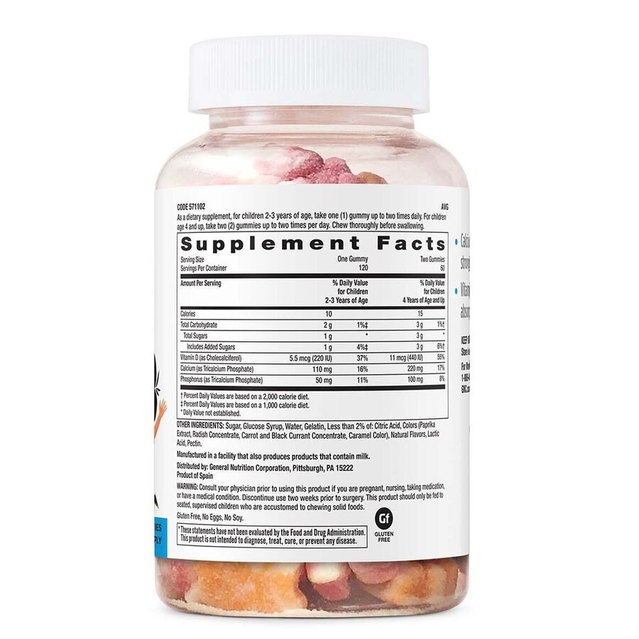 Calciu cu aroma de fructe pentru copii 2-12 ani Milestones Kids Gummy, 120 jeleuri, GNC Calciu cu aroma de fructe pentru copii 2-12 ani Milestones Kids Gummy, 120 jeleuri, GNC