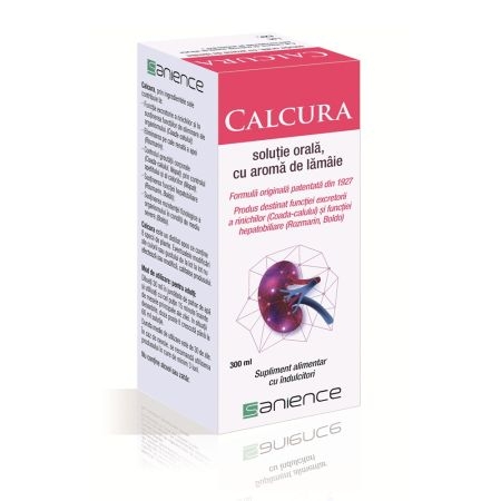 Calcura solutie orala cu aroma de lamaie, 300 ml, Sanience Calcura solutie orala cu aroma de lamaie, 300 ml, Sanience