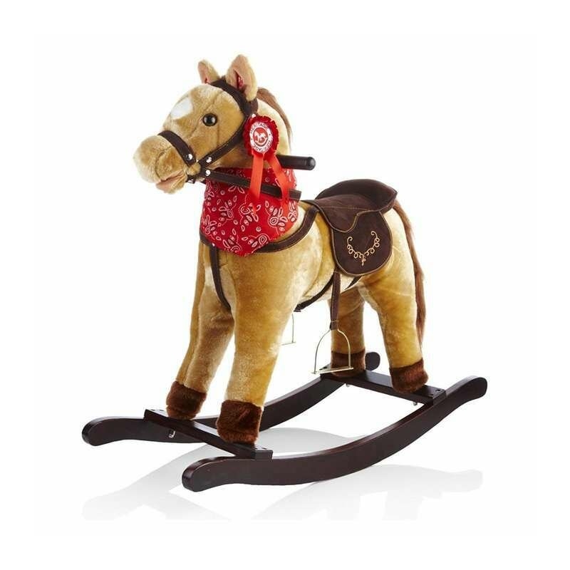 Calut balansoar din plus, Free2Play, Cu esarfa si manere, Cu sunete specifice si de galop, 74x30x64 cm, Brown Calut balansoar din plus, Free2Play, Cu esarfa si manere, Cu sunete specifice si de galop, 74x30x64 cm, Brown