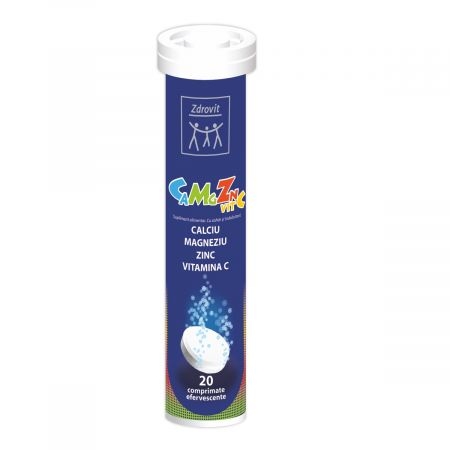 Ca Mg Zn + Vitamina C, 20 comprimate efervescente, Zdrovit Ca Mg Zn + Vitamina C, 20 comprimate efervescente, Zdrovit