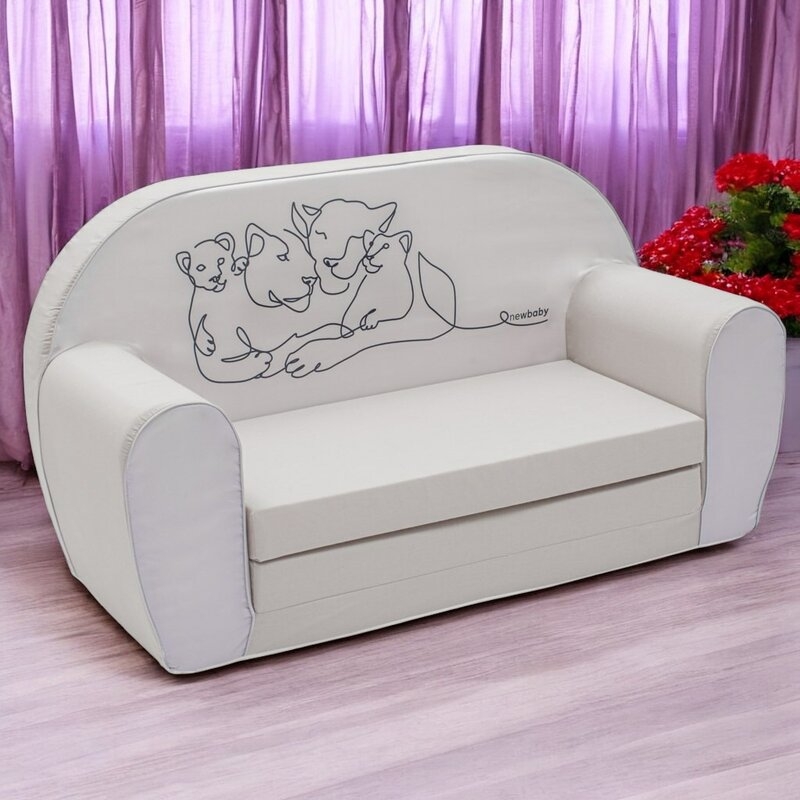 Canapea extensibila, New Baby, Din spuma, Husa din bumbac certificat Oeko-Tex Standard 100, 42x78x35 cm, 9 luni-5 ani, Lion Canapea extensibila, New Baby, Din spuma, Husa din bumbac certificat Oeko-Tex Standard 100, 42x78x35 cm, 9 luni-5 ani, Lion