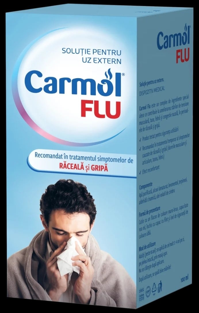 Carmol FLU raceala si gripa (lotiune), 100 ml, Biofarm Carmol FLU raceala si gripa (lotiune), 100 ml, Biofarm