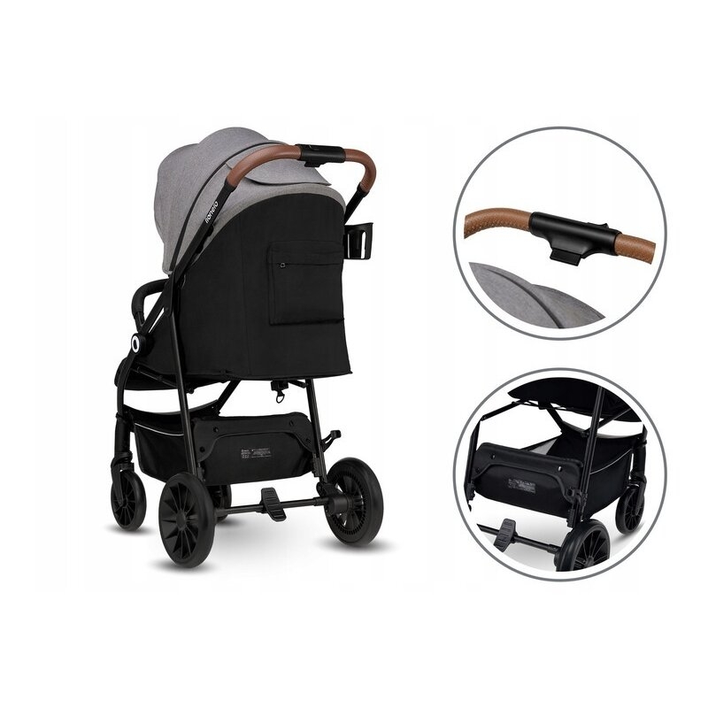 Lionelo - Carucior sport Zoey, De la nastere, Cu accesorii, Cadru din aluminiu, 0- 15 kg, Gri Lionelo - Carucior sport Zoey, De la nastere, Cu accesorii, Cadru din aluminiu, 0- 15 kg, Gri