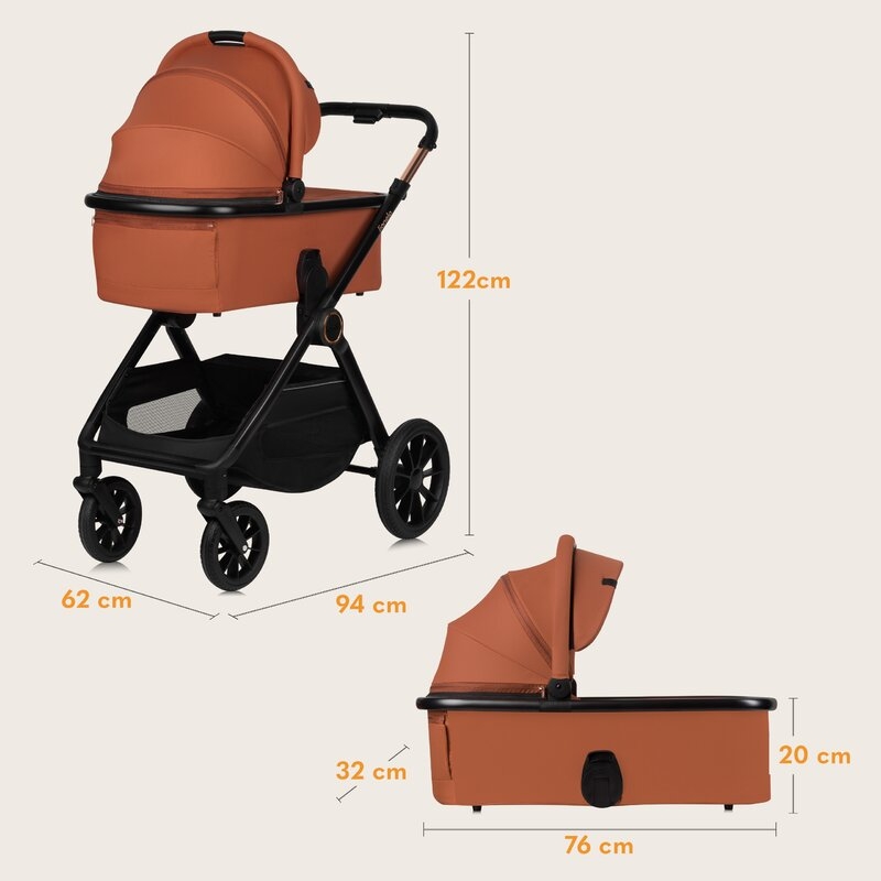Carucior 2 in 1, Lionelo, Layla, Pana la 22 kg, Cadru aluminiu, Cu landou intarit si salteluta din spuma AirDots, Reversibil, Cu ventilatie 3D, Cu accesorii, EN1888-1, EN1888-2, EN1466, Maro Carucior 2 in 1, Lionelo, Layla, Pana la 22 kg, Cadru aluminiu, Cu landou intarit si salteluta din spuma AirDots, Reversibil, Cu ventilatie 3D, Cu accesorii, EN1888-1, EN1888-2, EN1466, Maro