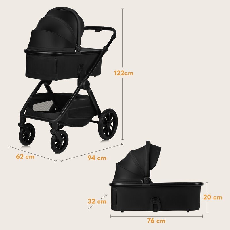 Carucior 2 in 1, Lionelo, Layla, Pana la 22 kg, Cadru aluminiu, Cu landou intarit si salteluta din spuma AirDots, Reversibil, Cu ventilatie 3D, Cu accesorii, EN1888-1, EN1888-2, EN1466, Negru Carucior 2 in 1, Lionelo, Layla, Pana la 22 kg, Cadru aluminiu, Cu landou intarit si salteluta din spuma AirDots, Reversibil, Cu ventilatie 3D, Cu accesorii, EN1888-1, EN1888-2, EN1466, Negru