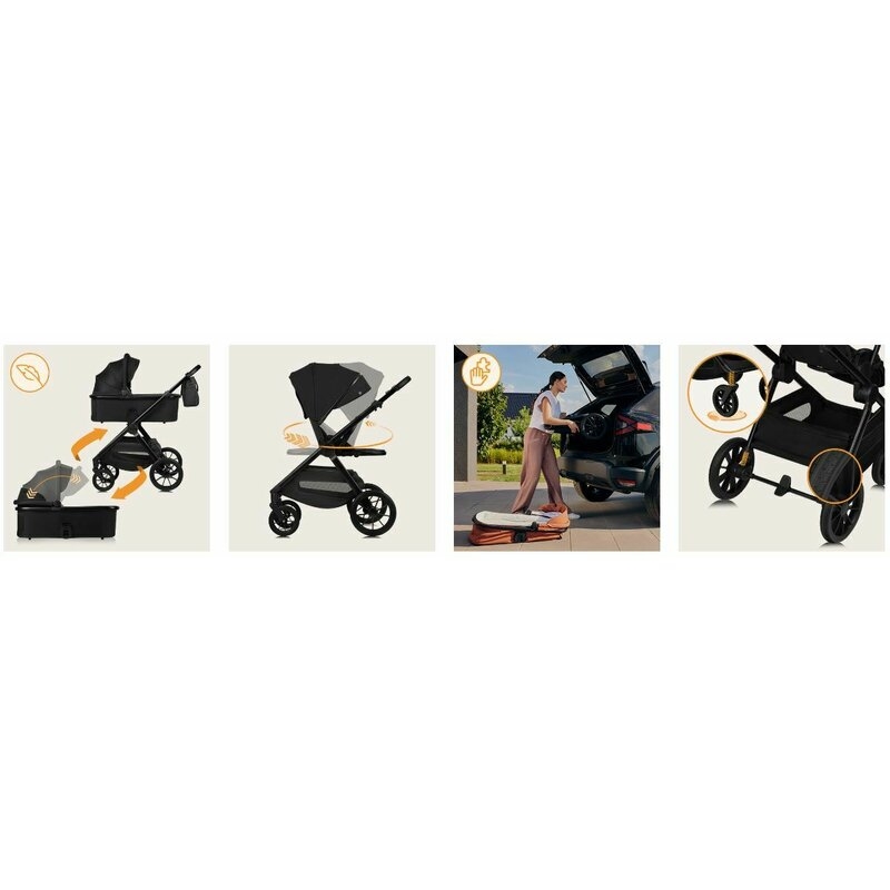Carucior 2 in 1, Lionelo, Layla, Pana la 22 kg, Cadru aluminiu, Cu landou intarit si salteluta din spuma AirDots, Reversibil, Cu ventilatie 3D, Cu accesorii, EN1888-1, EN1888-2, EN1466, Negru Carucior 2 in 1, Lionelo, Layla, Pana la 22 kg, Cadru aluminiu, Cu landou intarit si salteluta din spuma AirDots, Reversibil, Cu ventilatie 3D, Cu accesorii, EN1888-1, EN1888-2, EN1466, Negru